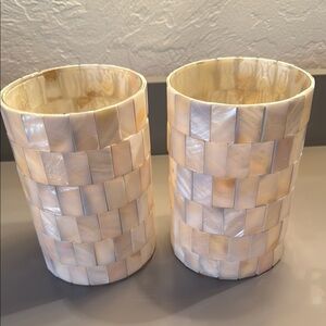 Set of Two Mother of Pearl Candle Holders